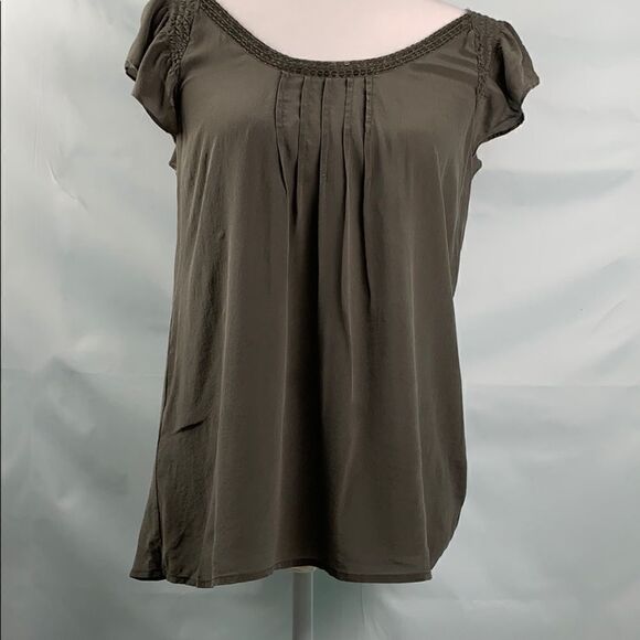 Petticoat Alley army green silk and sequins top - Picture 3 of 8